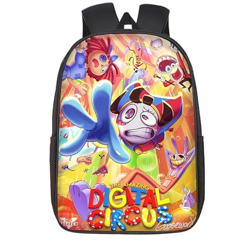 NEWOK Pomni und Jax Grundschule Rucksack, Spaß Cartoon Rucksack, Kinder Rucksack, Kinder Cartoon Schultasche. (Color1,40x30x13cm) von NEWOK