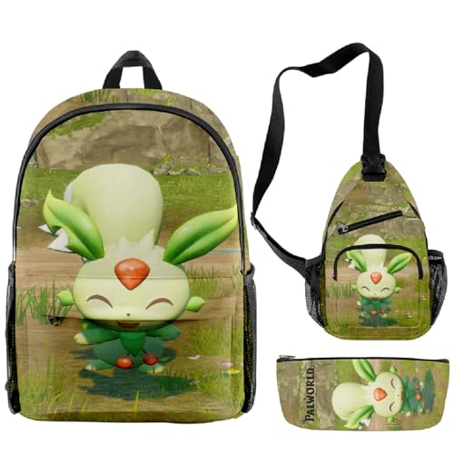 NEWOK Spiel PAL Rucksack, Lunch Bag, Bleistifttasche, Schulrucksack Kinder Rucksack DREI Stück Set (bag14,44x26x15cm) von NEWOK