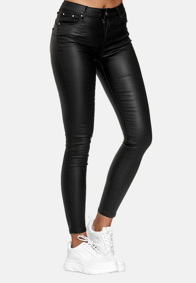 NEWPLAY Lederimitathose Leder Imitat Push Up Skinny Coated Denim Pants PushUp von NEWPLAY