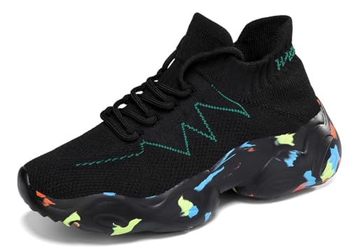 NEWQSING Unisex Mode Schnüren auf Hohem Schnitt Walking Trainer Komfort Paar Loafer Schuhe Stricken Fitness-Studio Lauf Turnschuhe von NEWQSING