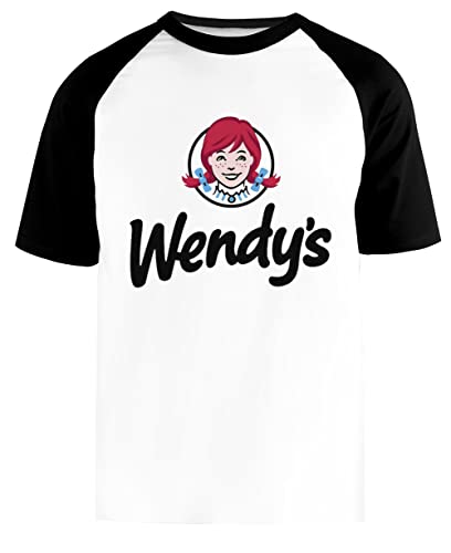Wendys Wendys Logo Red White Unisex Weißes Baseball-T-Shirt Schwarz Kurzarm von Newtee