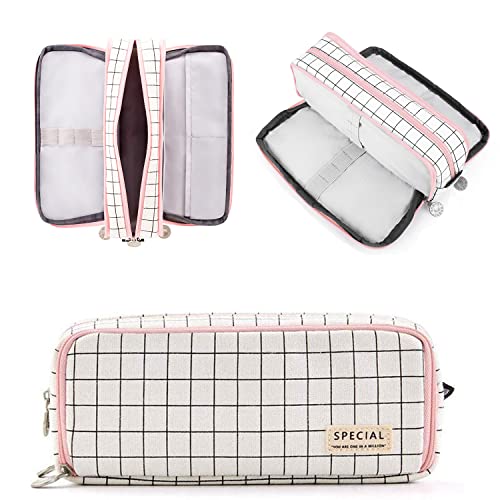 NEWUPZSI Federmäppchen Rosa Latex Mädchen Weihnachten Geschenke für Jungen mit 3 Fächer Große, Mäppchen Mädchen Teenager, Federtaschen Pencil Case mit 3 Fach für Kinder von NEWUPZSI