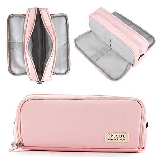 NEWUPZSI Federmäppchen rosa Mädchen Weihnachten Geschenke für Jungen mit 3 Fächer Große, Mäppchen Mädchen Teenager, Federtaschen Pencil Case mit 3 Fach für Kinder von NEWUPZSI