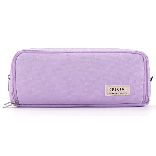 NEWUPZSI Federmäppchen gelb Mädchen Jungen mit 3 Fächer Große, Mäppchen Mädchen Teenager, Federtaschen Pencil Case mit 3 Fach für Kinder Studenten Erwachsene Schule Büro Makeup Geschenk von NEWUPZSI