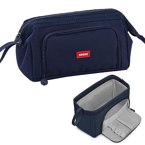 NEWUPZSI Federmäppchen blau Große Kapazität Briefpapier Pouch Stifteetui Mäppchen Leinwand Mehrlagige Studenten Federmappe Federtasche Schlampermäppchen für Mädchen Jungen von NEWUPZSI