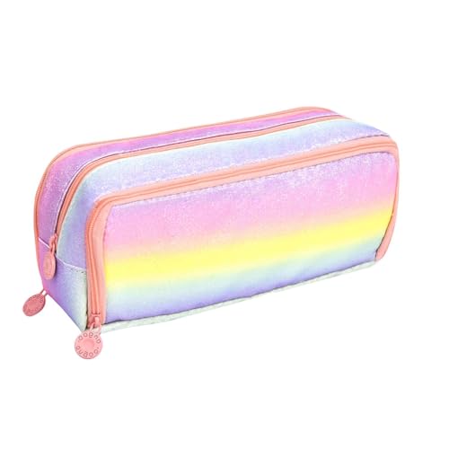 NEWUPZSI Federmäppchen Regenbogen Pencil case Mäppchen Federmappe groß mit 3 Fächern Federtasche Mädchen Jungen Teenager Pencil Case mit Tragegriff für Schule Büro von NEWUPZSI