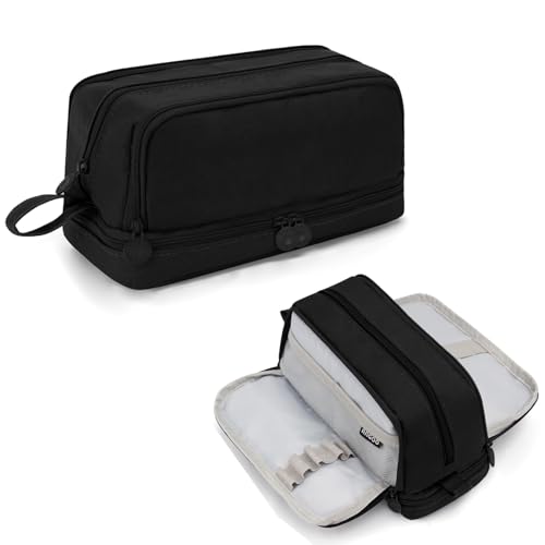 NEWUPZSI Federmäppchen schwarz 3+1 Fach Große Federtaschen 4 Fächer Teenager Pencil Case Mädchen Mäppchen Etui Stifte Kapazität für Schule von NEWUPZSI