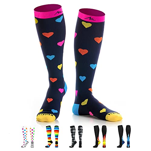 Kompressionsstrümpfe Damen und Herren, NEWZILL 1 Paar Kompressionssocken 20-30 mmHg Abgestufte Unterstützung Stützstrümpfe für Krampfadern Ödeme Laufe Flug Sport Reisen von NEWZILL