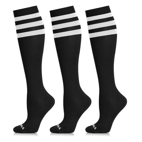 Kompressionsstrümpfe Damen und Herren, NEWZILL 3 Paar Kompressionssocken 20-30 mmHg Abgestufte Unterstützung Stützstrümpfe für Krampfadern Ödeme Laufe Flug Sport Reisen von NEWZILL