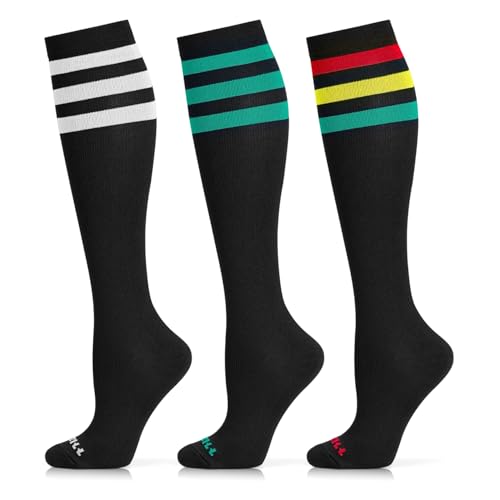 Kompressionsstrümpfe Damen und Herren, NEWZILL 3 Paar Kompressionssocken 20-30 mmHg Abgestufte Unterstützung Stützstrümpfe für Krampfadern Ödeme Laufe Flug Sport Reisen von NEWZILL