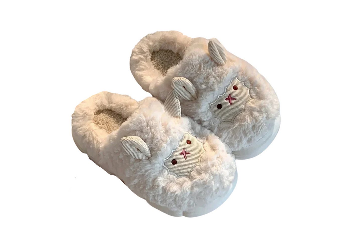 NEXORA Flauschige Hausschuhe mit Schaf-Motiv – Warme Plüsch Pantoffeln Damen Plüsch Hausschuhe kuschelige Hausschuhe im 3D-Design von NEXORA