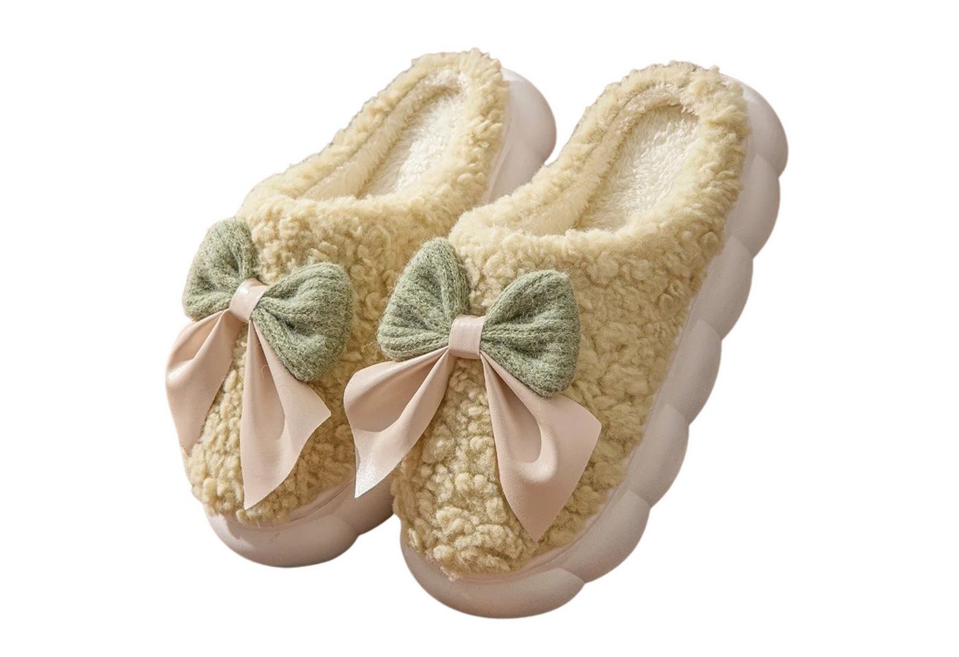 NEXORA Flauschige Hausschuhe mit Schleife – Plüsch Hausschuhe Damen Plüsch Hausschuhe flauschige Hausschuhe mit Schleife von NEXORA
