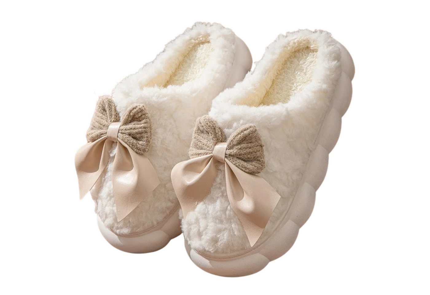 NEXORA Flauschige Hausschuhe mit Schleife – Plüsch Hausschuhe Damen Plüsch Hausschuhe flauschige Hausschuhe mit Schleife von NEXORA