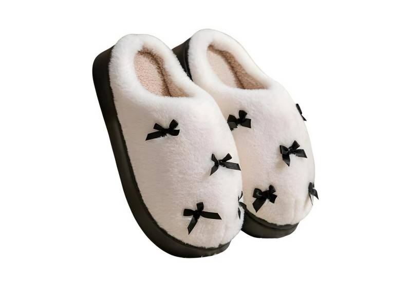 NEXORA Kuschelige Plüsch-Hausschuhe mit Schleifen Plüsch Hausschuhe (Paar) kuschelige Hausschuhe mit niedlichen Schleifchen von NEXORA