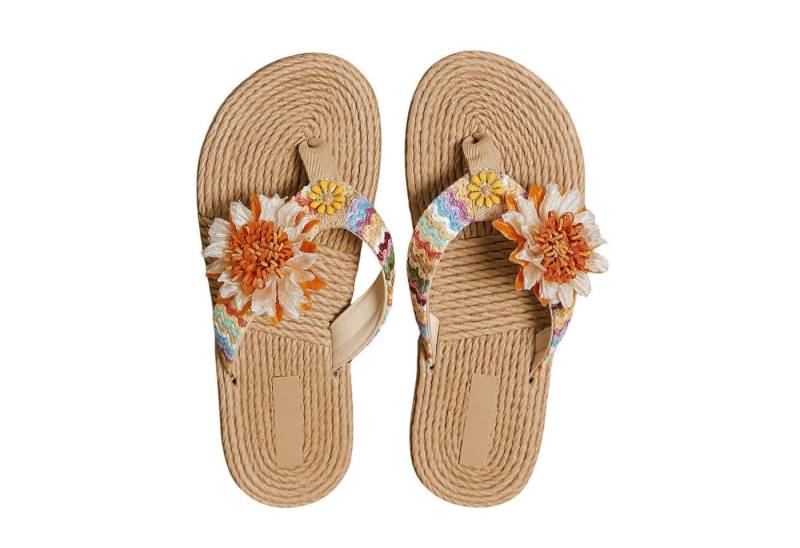 NEXORA Sommer Sandalen Damen mit Blumen – Bequeme Strandschuhe, FlipFlops Badeschuh Blumenverzierte Damen-Zehentrenner mit weicher Innensohle von NEXORA