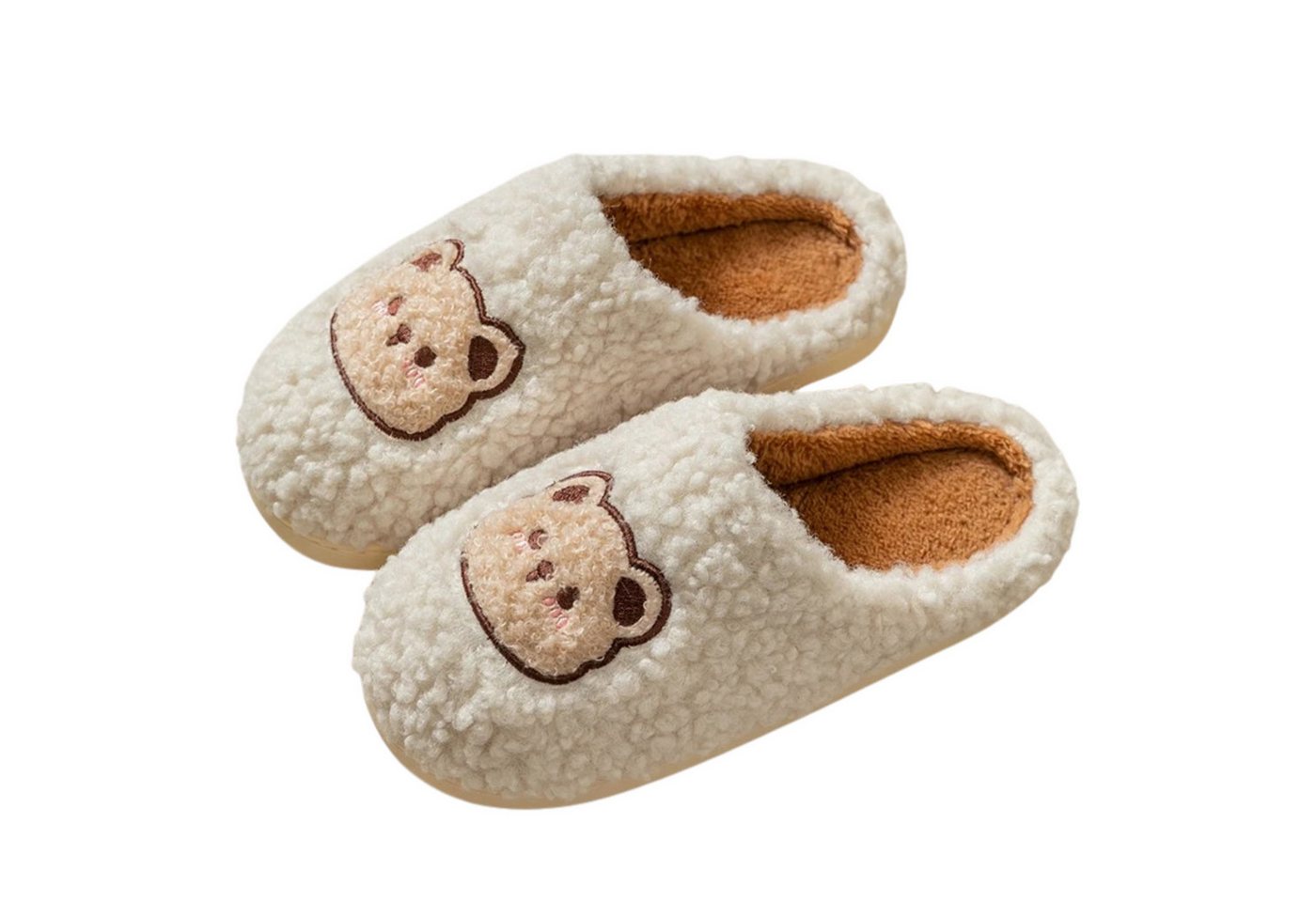 NEXORA Warme Damen Hausschuhe mit Bären-Motiv – weich, niedlich & gemütlich Plüsch Hausschuhe (Paar) niedliche Hausschuhe mit Teddy-Stick von NEXORA