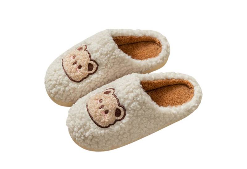 NEXORA Warme Damen Hausschuhe mit Bären-Motiv – weich, niedlich & gemütlich Plüsch Hausschuhe (Paar) niedliche Hausschuhe mit Teddy-Stick von NEXORA