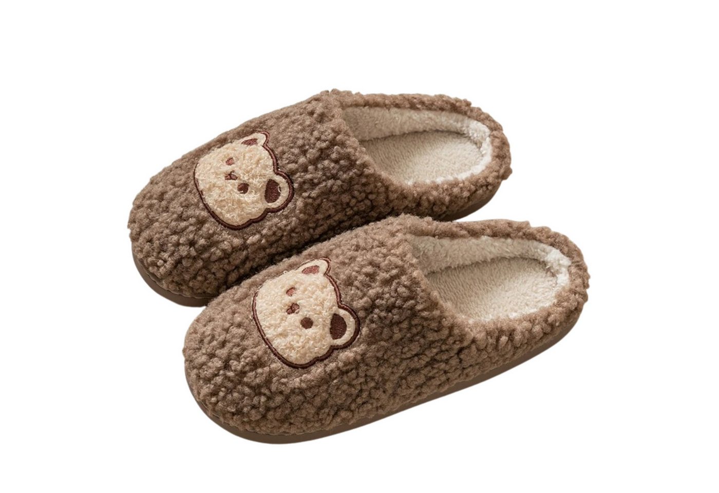 NEXORA Warme Damen Hausschuhe mit Bären-Motiv – weich, niedlich & gemütlich Plüsch Hausschuhe (Paar) niedliche Hausschuhe mit Teddy-Stick von NEXORA