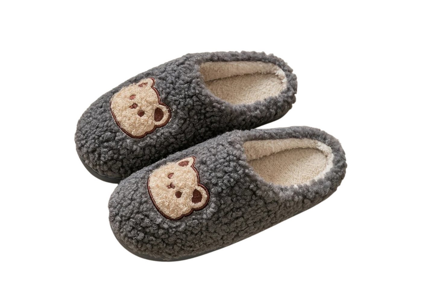 NEXORA Warme Damen Hausschuhe mit Bären-Motiv – weich, niedlich & gemütlich Plüsch Hausschuhe (Paar) niedliche Hausschuhe mit Teddy-Stick von NEXORA