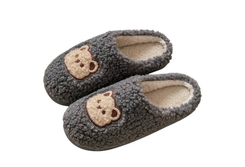 NEXORA Warme Damen Hausschuhe mit Bären-Motiv – weich, niedlich & gemütlich Plüsch Hausschuhe (Paar) niedliche Hausschuhe mit Teddy-Stick von NEXORA
