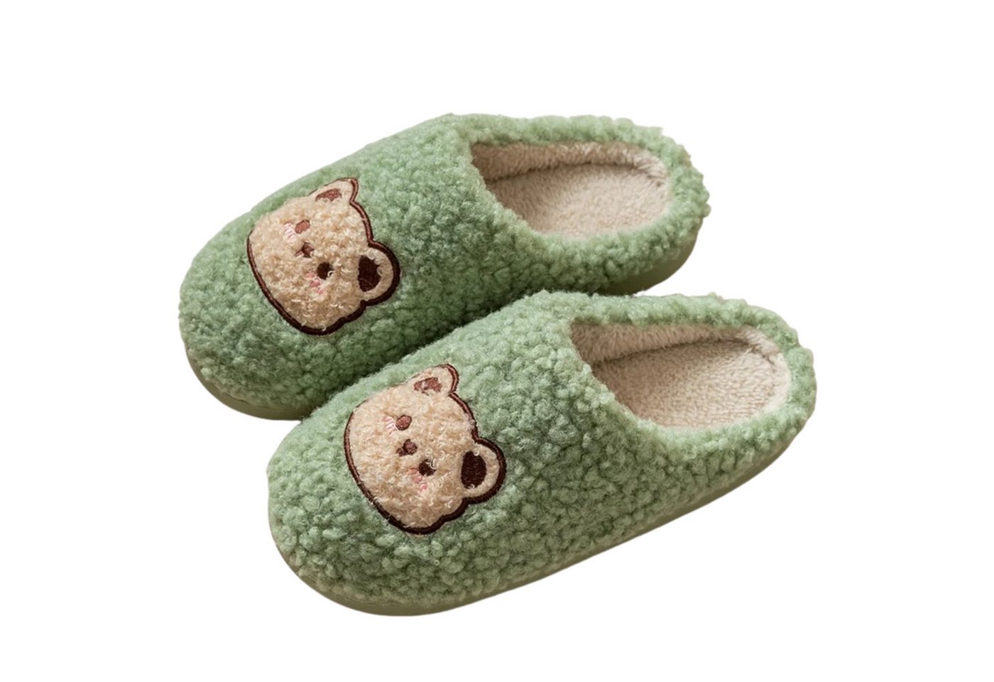NEXORA Warme Damen Hausschuhe mit Bären-Motiv – weich, niedlich & gemütlich Plüsch Hausschuhe (Paar) niedliche Hausschuhe mit Teddy-Stick von NEXORA