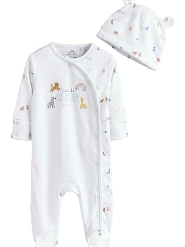 NEXT „Born In 2025“ Babyschlafanzug und Mütze Weiß Newborn von NEXT