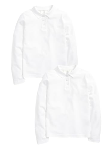 NEXT 2 x Langarm-Polooberteile aus 100% Baumwolle Weiß 6 Jahre von NEXT