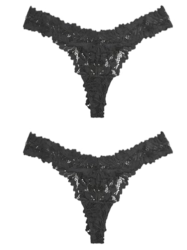 NEXT 2er-Pack Comfort Spitzenslips, Tanga Schwarz 40 von NEXT