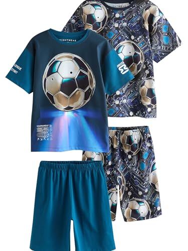NEXT 2er-Pack Kurze Schlafanzüge aus 100% Baumwolle Blue Football 6 Jahre von NEXT