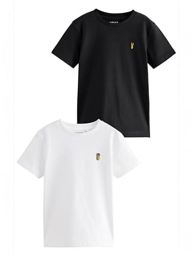 NEXT 2er-Pack T-Shirts mit Hirsch-Stickerei Baumwolle Schwarz/Weiß 7 Jahre von NEXT