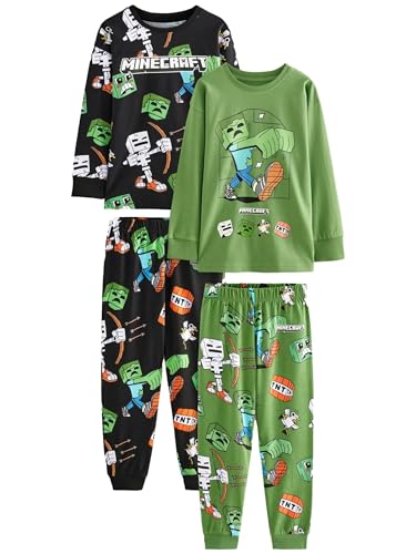 NEXT 2er Pack lizenzierte Schlafanzüge Black/Green Minecraft 9 Jahre von NEXT