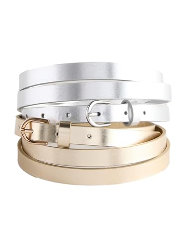 NEXT 2er-Pack schmale Gürtel aus Polyurethan Silver/Gold S von NEXT