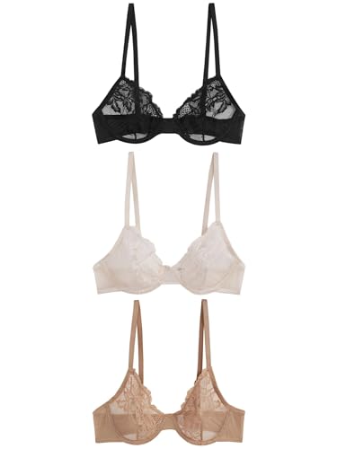 NEXT 3 x unwattierte Vollschalen-BHS mit Spitze Schwarz/Nackt/Cream 90 NEXT 3 x unwattierte Vollschalen-BHS mit Spitze Schwarz/Nackt/Cream 90 von NEXT