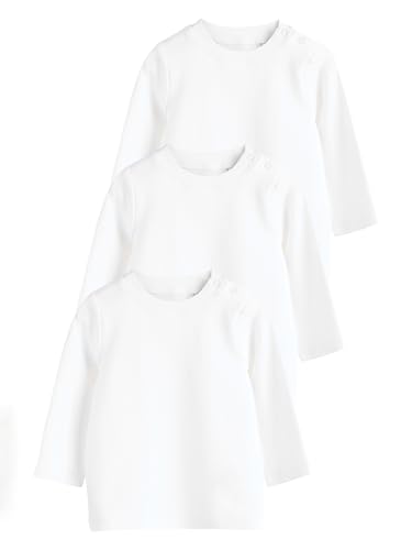 NEXT 3er-Pack Baby Langarmshirts aus 100% Baumwolle Weiß 12 Monate von NEXT