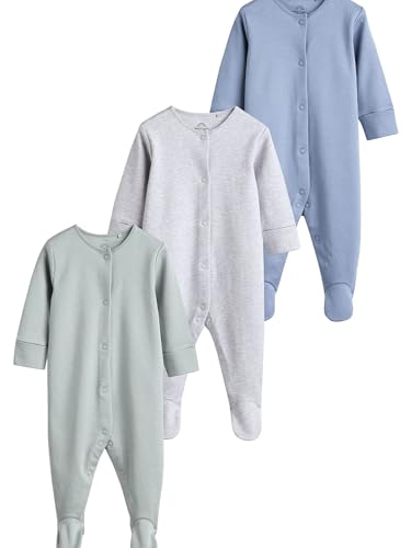 NEXT 3er-Pack Babyschlafanzüge aus Baumwolle Grey/Blue 12 Monate von NEXT