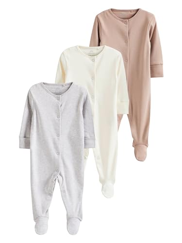NEXT 3er-Pack Babyschlafanzüge aus Baumwolle Neutral 12 Monate von NEXT