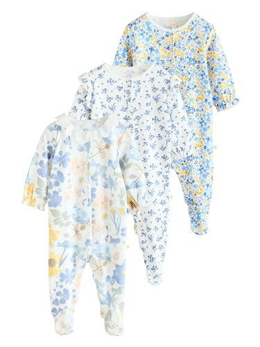 NEXT 3er-Pack Babyschlafanzüge mit Blumenmuster Blau 12 Monate von NEXT
