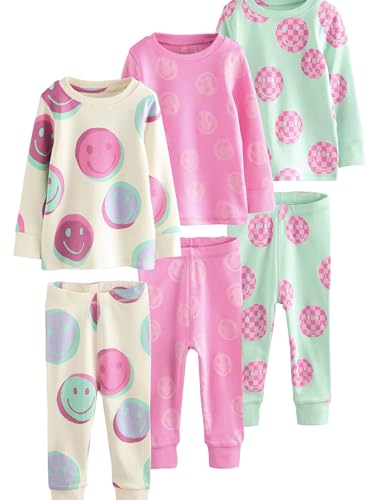 NEXT 3er-Pack Kuschel-Pyjamas Pink/Green Smile 12 Monate von NEXT