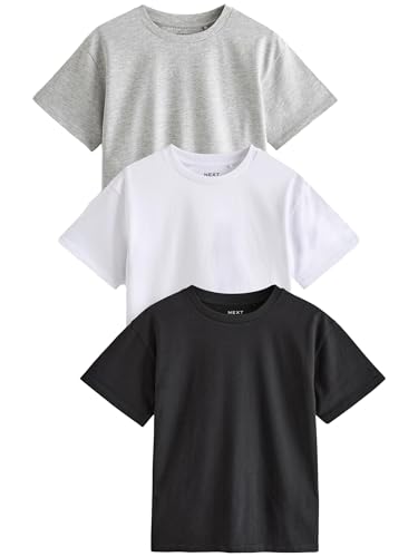 NEXT 3er-Pack Oversized T-Shirts Schwarz/Weiß/Grau 7 Jahre von NEXT
