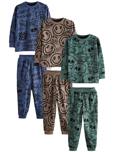 NEXT 3er-Pack Schlafanzüge mit Langen Ärmeln Blau/Grün/Neutral Charakter 4 Jahre von NEXT