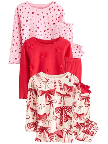 NEXT Langärmeliger Kuschel-Pyjama, 3er-Pack Red Bow/Heart 5 Jahre von NEXT