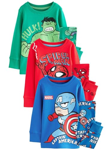 NEXT 3er-Pack Snuggle Schlafanzüge Marvel Red/Green/Blue 5 Jahre von NEXT