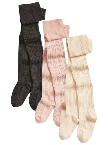 NEXT 3er-Pack Strumpfhose mit Zopfmuster Charcoal Grey/Pink/Cream 7-8 Jahre von NEXT