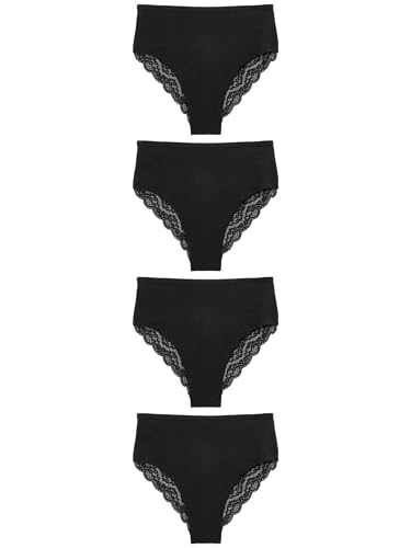 NEXT 4 x Slips mit Spitze, hoher Beinausschnitt Schwarz 42 von NEXT