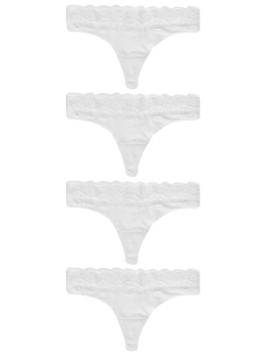 NEXT 4er-Pack Tangaslips aus Baumwollgemisch mit Spitze Weiß 40 von NEXT