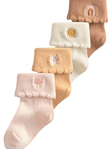 NEXT 5 x Babysocken mit Rollbündchen Tan Brown Embroidered 6 Monate von NEXT