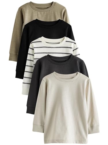 NEXT 5er-Pack Langarmshirts, schlicht Schwarz/Weiß 9 Monate von NEXT