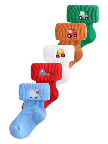 NEXT 5er Pack Socken mit Rollbündchen und Stickerei Heller Charakter 6 Monate von NEXT