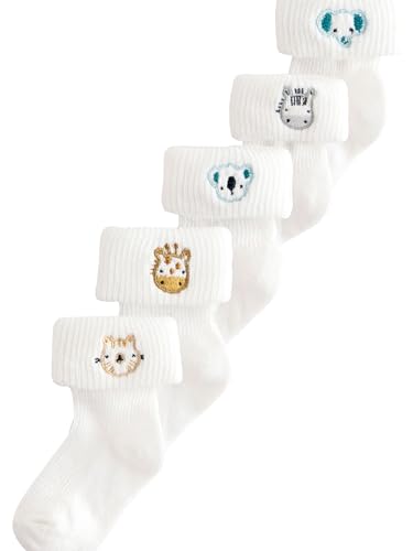NEXT 5er Pack Socken mit Rollbündchen und Stickerei White Character 18 Monate von NEXT
