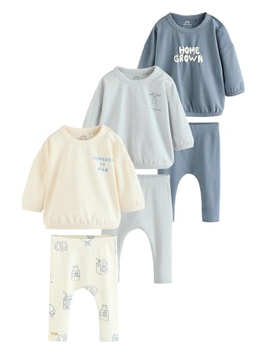 NEXT 6-teiliges Baby Set mit Oberteilen und Leggings Blue Milk Club 18 Monate von NEXT